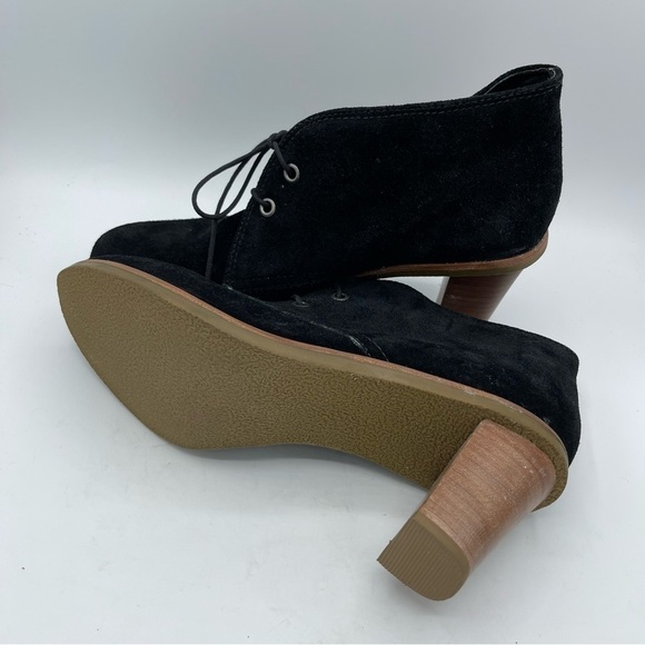 j jill Womens Suede Ankle Boot Bootie Size 10M Black Lace Up 3" Block Heel - Picture 3 of 5